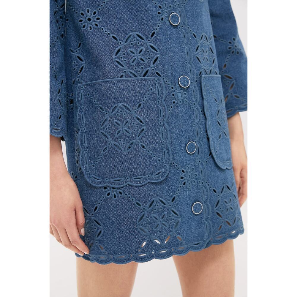 Veronica Beard Blue Eyelet Mini Dress - Picture 5 of 9